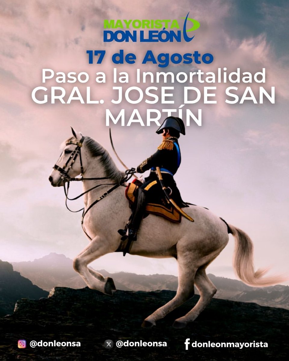 donleonsa's tweet photo. 🇦🇷 Un legado de coraje, convicción y libertad que atraviesa generaciones.
Este 17 de agosto recordamos al General José de San Martín, Padre de la Patria y protagonista fundamental de la independencia de nuestra Nación y de América.
#17DeAgosto #JoséDeSanMartín #GeneralSanMartín https://t.co/DW3Pxv0f9w