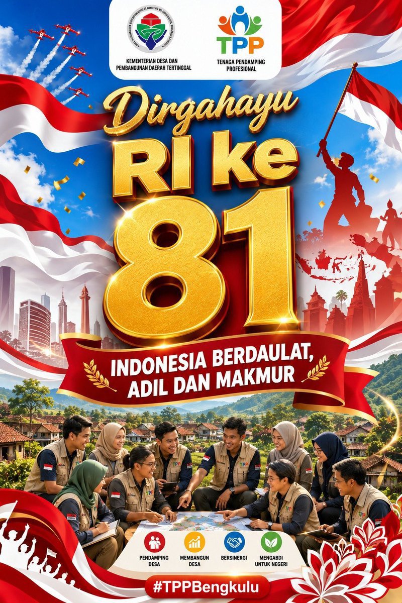 MawarPanedi2's tweet photo. DIRGAHAYU REPUBLIK INDONESIA, Dari desa Kita jaga dan bangun negeri dengan seluruh jiwa raga untuk kemakmuran bangsa
@prabowo
@YandriSusanto27
@ArizaPatria
@kemendespdt
@bpsdmkemendesa
#KibarkanMerahPutih
#HUTRIKemendesaPDT
#DesaBerdayaWargaSejahtera
#BangunDesaBangunIndonesia https://t.co/f3hYEhcDYa