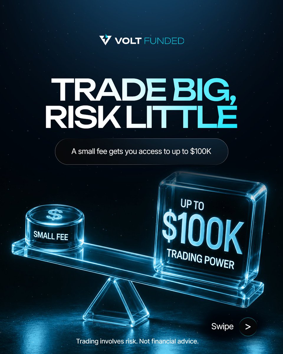 VoltFunded's tweet photo. Here's what newer traders miss about firms like Volt Funded. Pay a small one-off fee, pass a challenge, and trade our capital, not your savings, on accounts up to $100,000.

No personal money at risk, and you keep the lion's share.

#VoltFunded #PropTrading #PropFirm #GetFunded https://t.co/AkbsgMC1rv