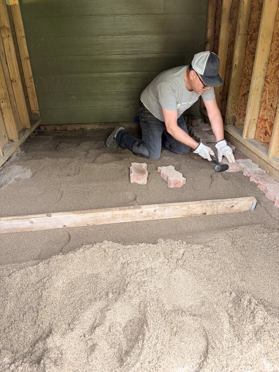 SDobrostanski's tweet photo. The pavers are installed in the shed. Now it’s onto the storage space under the deck. Good bye mud. https://t.co/hrorGBiZVS
