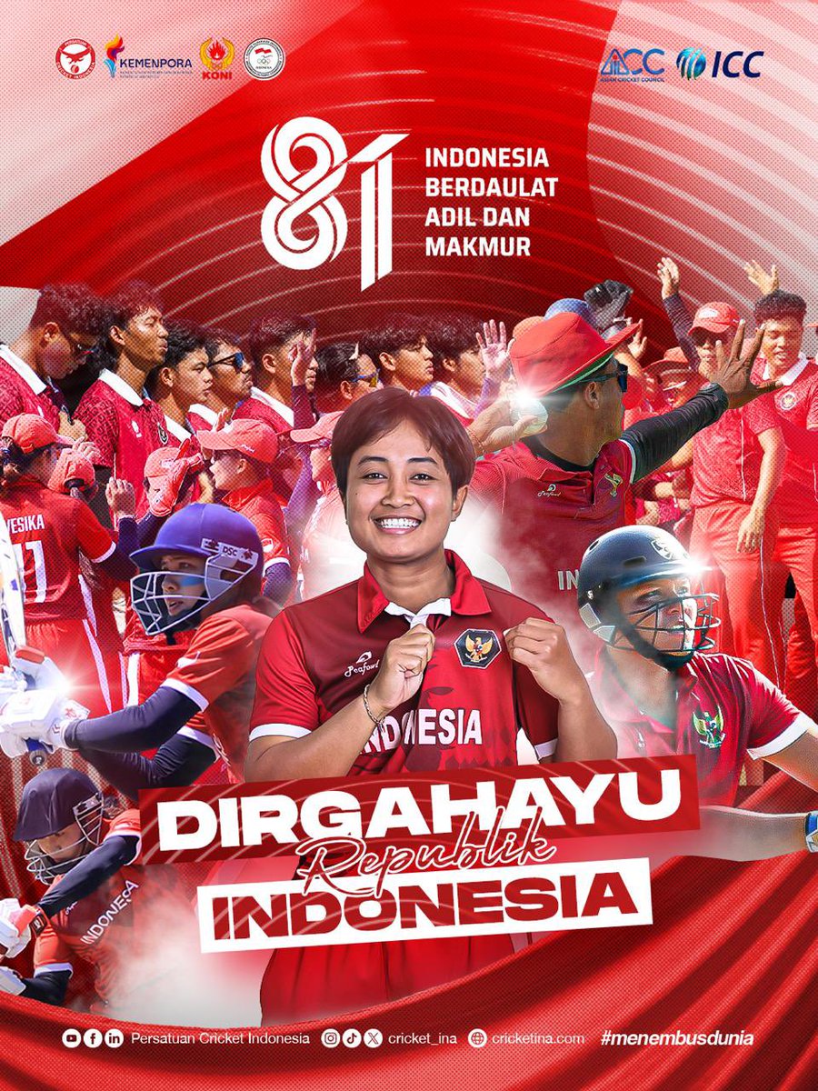 Cricket_INA's tweet photo. 🇮🇩 Dirgahayu Republik Indonesia ke-81!

Di lapangan, kita bermain sebagai satu tim. Di luar lapangan, kita berdiri sebagai satu bangsa.

Mari terus kobarkan semangat persatuan,

#HUTRI81 #IndonesiaMerdeka #CricketIndonesia #PCI #Merdeka https://t.co/poDyj9qouN