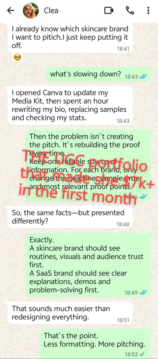 CreaMate12's tweet photo. What does a $7K/month UGC creator portfolio actually show?  and how to hire you—without making them dig through six links.#portfolio #portfoliotips  #freelance https://t.co/tp7UN2VSjv