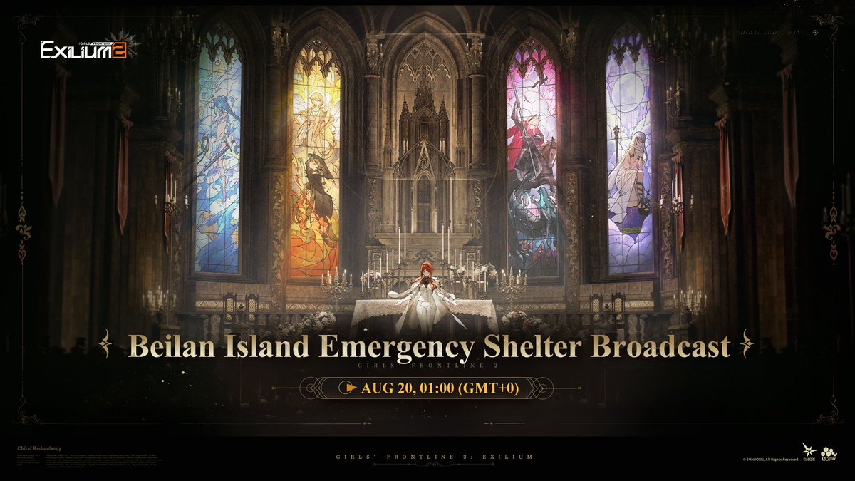 EXILIUMGL's tweet photo. [Chiral Redundancy] Beilan Island Emergency Shelter Broadcast - Special Episode

Commanders, the [Chiral Redundancy] major themed event is just around the corner! Mo and Mr. Pizza are ready to bring you details about the upcoming patch, and we might have a special guest joining the crew this time. Stay tuned!

Time: Aug 20, 2026, 01:00 (GMT+0)

Start playing on mobile and PC: https://t.co/EdgCN70QxD

#GirlsFrontline2 #Exilium