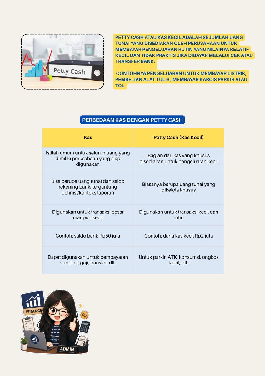 americanona02's tweet photo. Mau masuk Finance? Jangan cuma bisa input angka!
Kamu juga perlu paham Petty Cash. Mulai dari pencatatan, pengeluaran, sampai pengisian kembali.

Penjelasannya ada dibawah ya. Semoga bermanfaat 😍😍 https://t.co/P68JzqGTwl