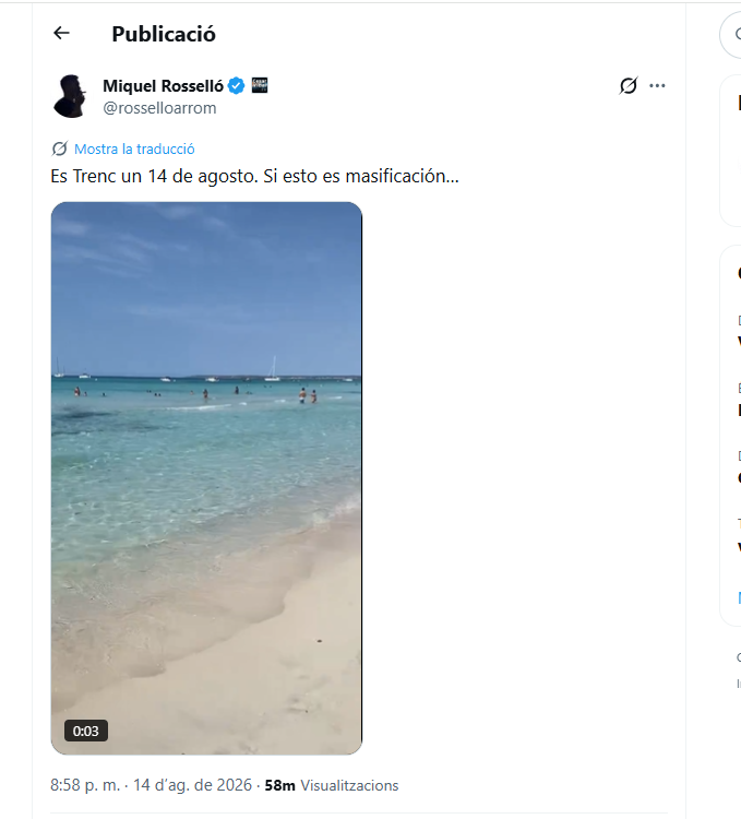 viudes74's tweet photo. En Miquel Rosselló Arrom, és un mallorquí que va anar a estudiar la carrera a Madrid i va fer lo que tocava, quedar allà a llepar-li el genoll ferit a Jimenez Losantos i a viure de les subvencions amb que el pp de madrid, rega a @libertaddigital
Ell, que és molt agraït i sap a qui li ha de menjar les bosses, quan ve a Mallorca va a la platja a les 7 del matí, per dir que no hi ha gent. A les 9, ja és a berenar a ca s'abuelo i com que allà té cobertura, penja el video.
És d'aquest bosses tristes, que es pensa que perquè ell ha fet carrera de llepaculs a Madrid, és més viu que els mallorquins que residim a Mallorca tot l'any i des de fa més de 10 anys, ens té blocats, perquè li molestam.
Com podeu veure, forma part del grup de "mallorquines normales" del puta nazi.