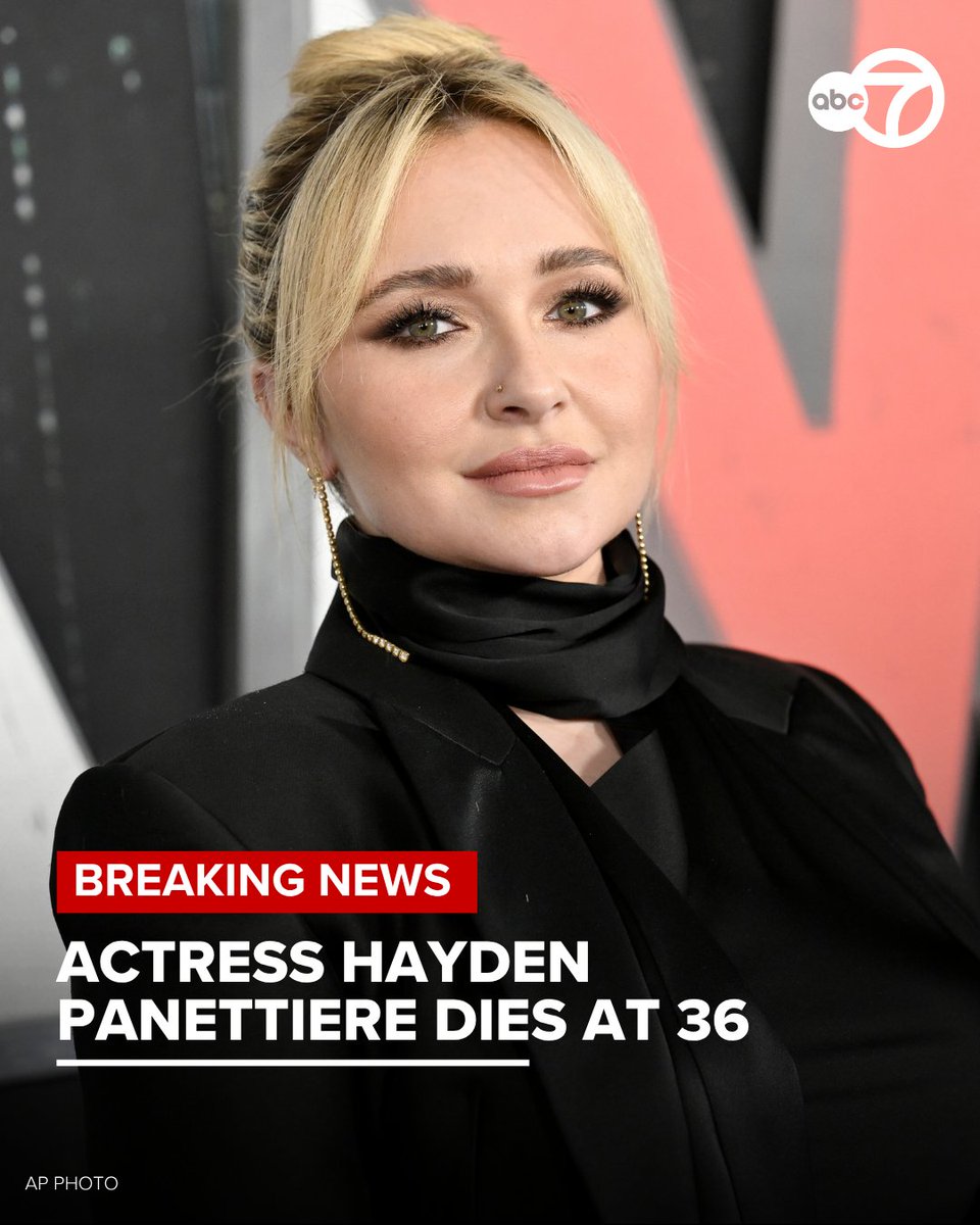 abc7newsbayarea's tweet photo. BREAKING: Actress Hayden Panettiere has died, her representative confirmed to ABC News on Sunday. She was 36 years old. More here: https://t.co/lsZpwWyUwT https://t.co/nYMhNAOH5t