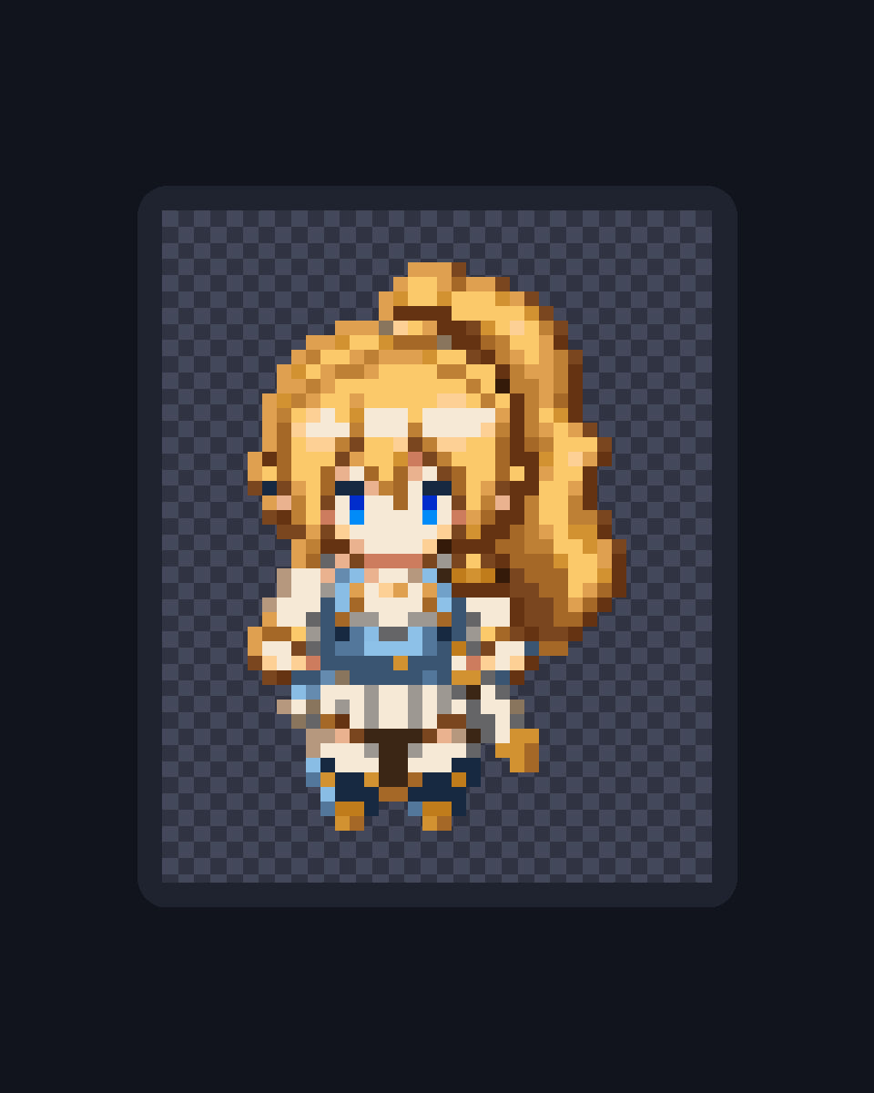 Ryan_N0p3's tweet photo. My game has a name — The Hearth That Waits: a hearth for belonging, a flame for the road ahead. The overworld is pixel art — JRPG-style chibi characters with colored and highlight outlines (32×32px). Official production starts this week. #indiedev #pixelart #gamedev https://t.co/luzHOTsGs9
