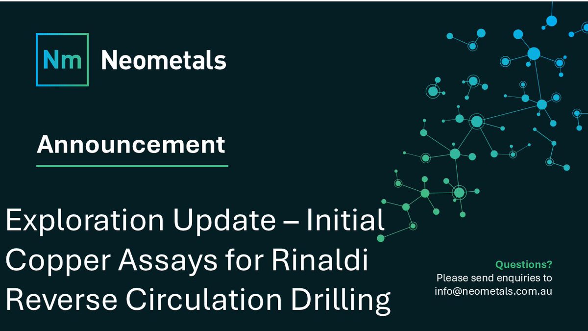 neometalsltd's tweet photo. $NMT provides exploration update on Barrambie Gold Project.

Rinaldi is demonstrating the grade; T2 may provide the scale. Drilling returned 6m @ 1.56% Cu + 20.8g/t Ag. At T2, quartz-pyrite alteration and visible chalcopyrite.

🔗Read more: https://t.co/sfS7x8jgOH https://t.co/wFBv0x721V
