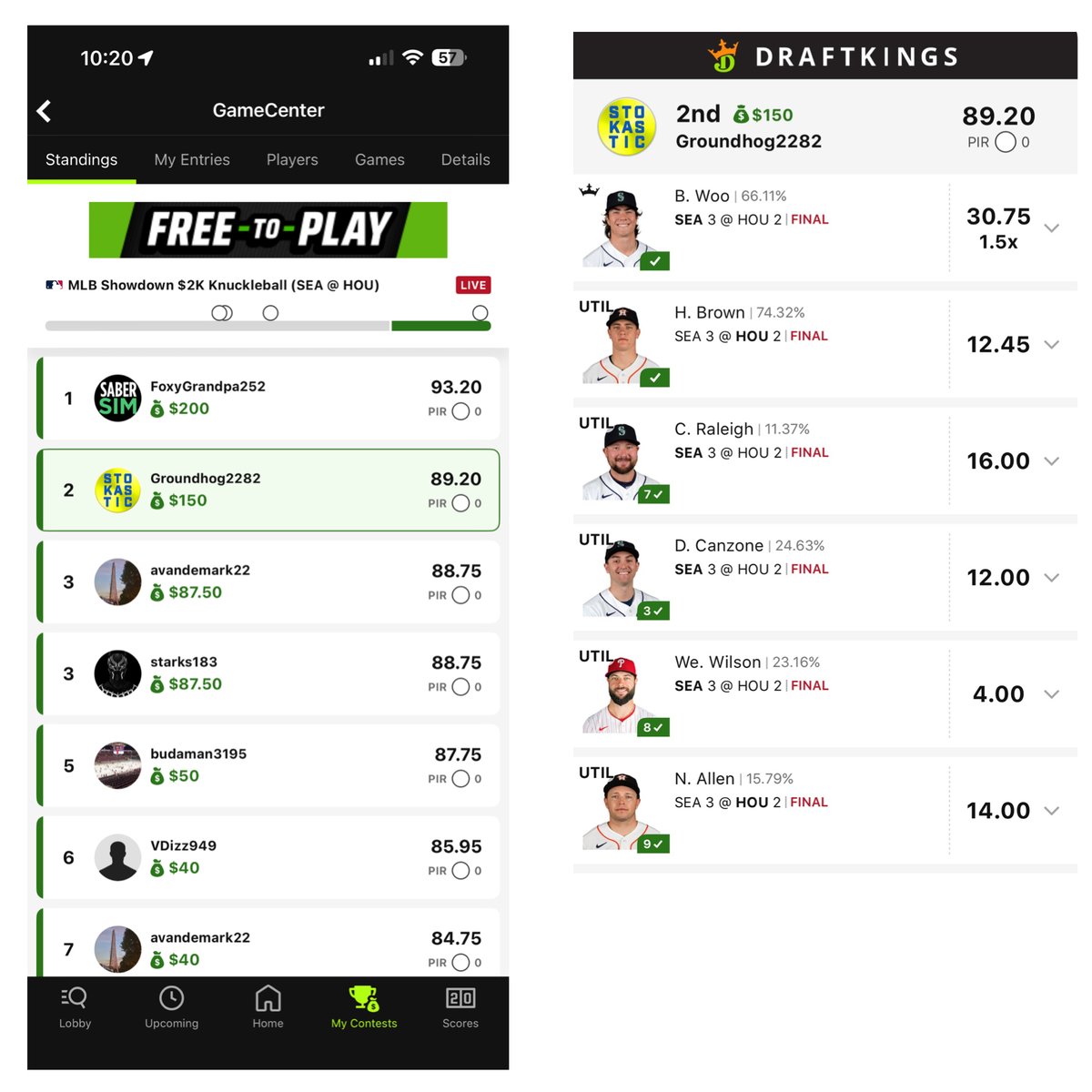 blujay1122's tweet photo. @StokasticHOF It may have been age before beauty tonight, but shoutout to the tools for the Silver bc playing Cal Raleigh and Nick Allen in the same lineup was nowhere on my radar. Thank  you! @Stokastic @Loughy @JazzrazBets @gehrenbergdfs @JakeHari https://t.co/eWETCm1oqy
