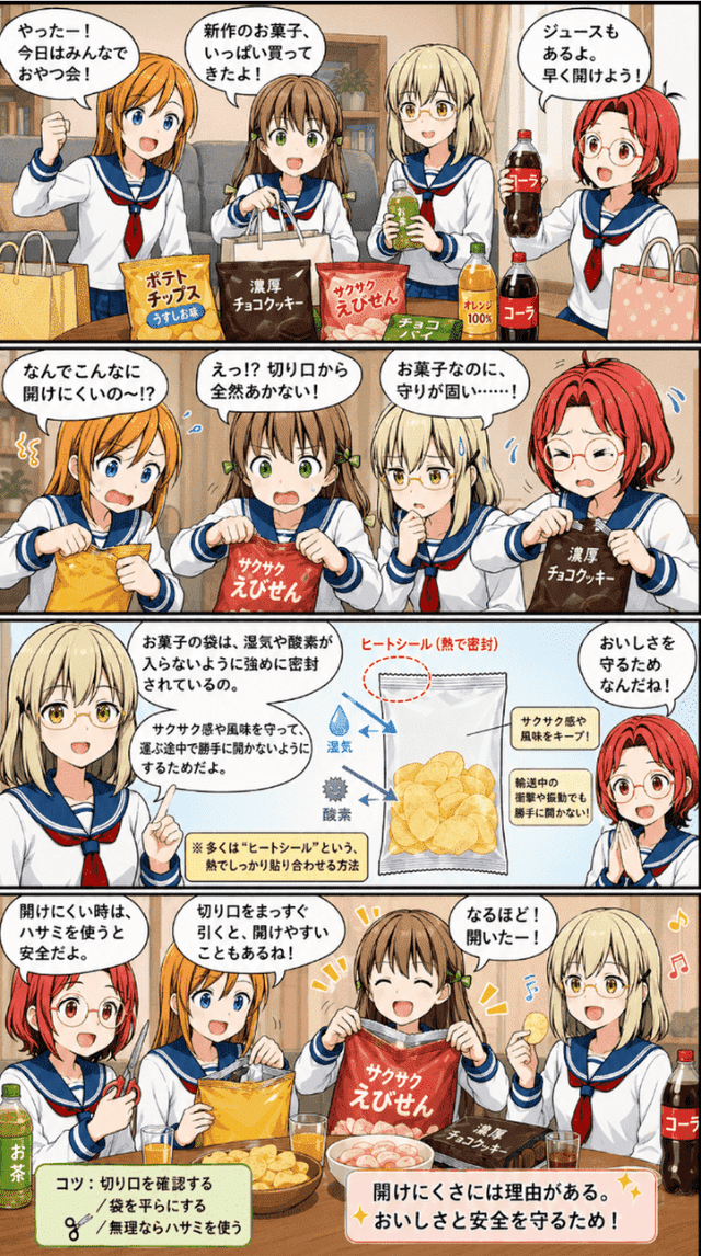 nande_lab's tweet photo. なんで、お菓子のパッケージには異常に開けにくいものがあるの？
#豆知識 #雑学 #AIマンガ #AI生成
#マンガが読めるハッシュタグ https://t.co/nkCYAvgOeZ