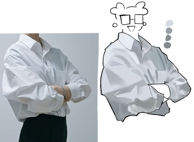 tryanglefor's tweet photo. How to draw clothes with folds and volume. https://t.co/vXiFX7QmTo