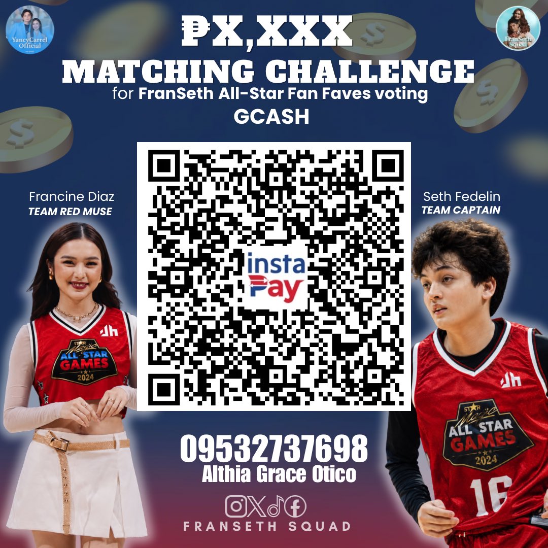 fransethsquad_'s tweet photo. ₱𝗫,𝗫𝗫𝗫 𝗠𝗔𝗧𝗖𝗛𝗜𝗡𝗚 𝗖𝗛𝗔𝗟𝗟𝗘𝗡𝗚𝗘 

In collaboration with @YancyCarrelOFC_, we’re inviting all Solos and Cloudies to help us match the ₱x,xxx pledged by one of our generous sponsors.

All donations will go directly to Francine Diaz and Seth Fedelin’s Star Magic All-Star Games voting campaign.

The deadline for this challenge is August 20. Let’s work together and see if we can reach the target before then.

Thank you for always supporting FranSeth.💙☁️

#FranSeth