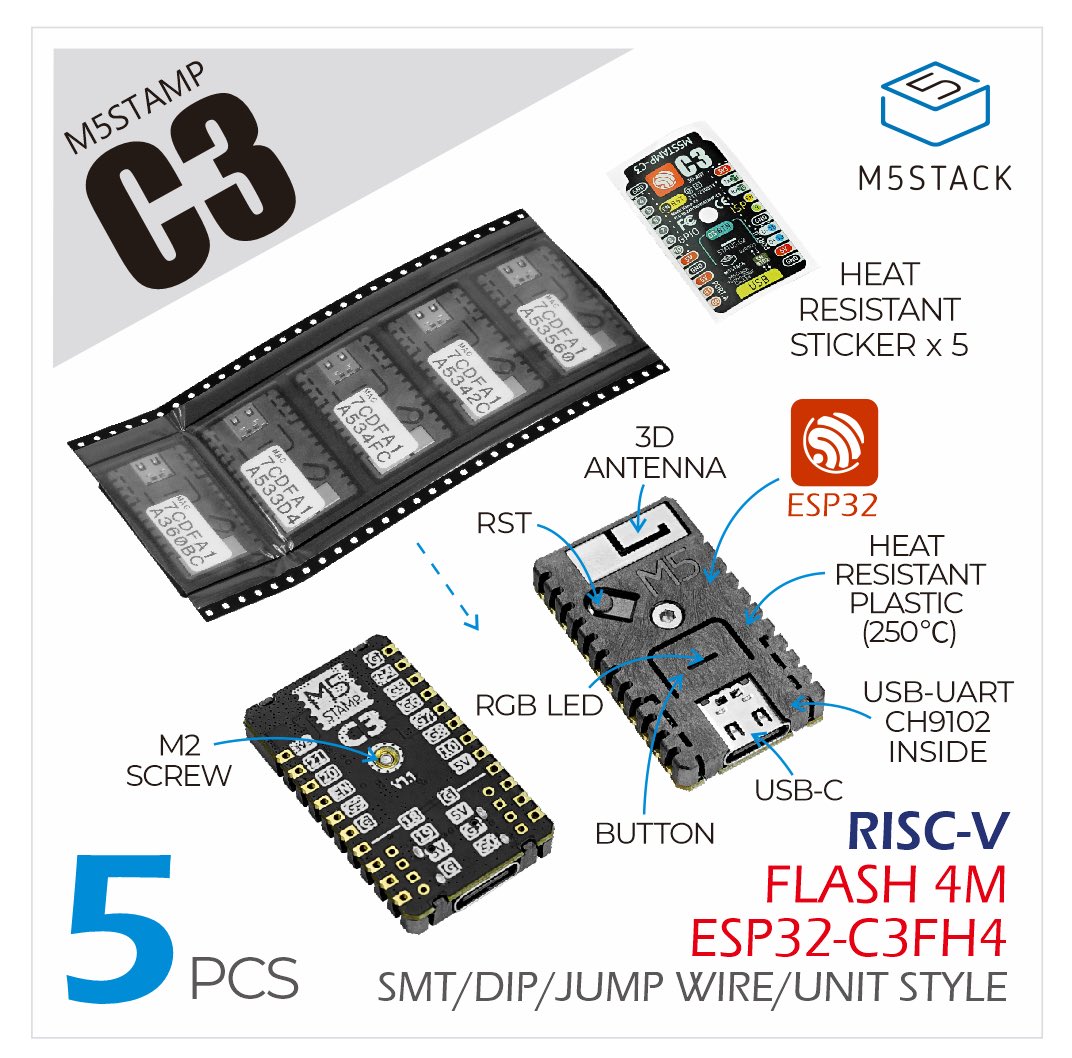 ssci_restock's tweet photo. [再入荷] 在庫切れの商品が入荷しました。
SKU 7473
M5Stamp C3 (5pcs)
#SSCI_M5STACK https://t.co/2K3Qeh4XOr