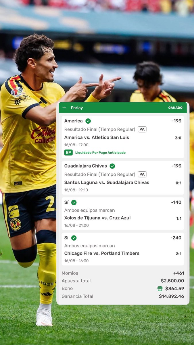 picks_koalateam's tweet photo. Regalaré $2500 entre los RT Y ❤️

PARLAY +461 ⚽️✅✅✅✅ , otros $14,800 + a la bolsa 💰💰 y a dormir muy rico 

Entre ayer y hoy hicimos dinero en el grupo PREMIUM 🚀🚀🚀 

Locura lo de la KOALAAANETA 🚍🚍

Los tqm ❤️ , mañana sale sorteo a primera hora 🔔🔔 https://t.co/3HZHR0RZtJ