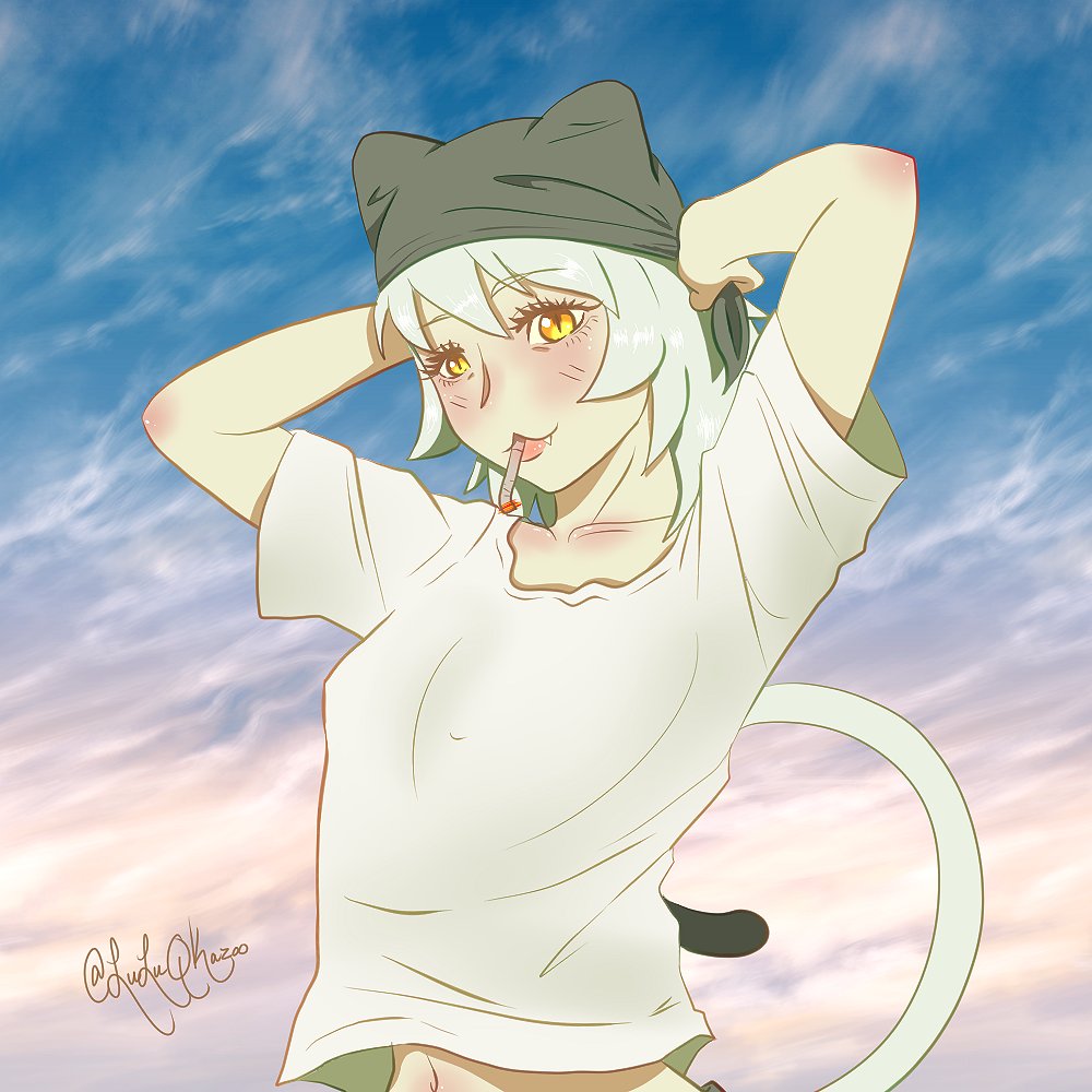 luluQkazoo's tweet photo. Chainsmoker Cat Yaniko going to work <3 I hope someone likes it ;u; I worked hard on her. https://t.co/eiSzdzhnZc