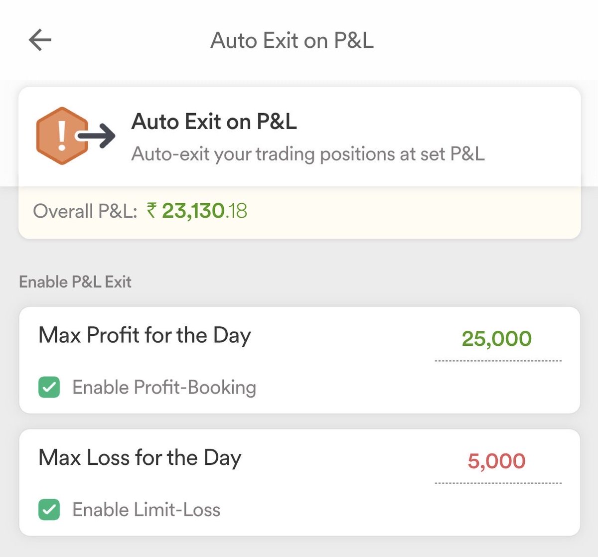 BeingPractical's tweet photo. @Oppologic @DhanCares Auto Exit on P&amp;L is available on Dhan https://t.co/PRTP1Lhy8n