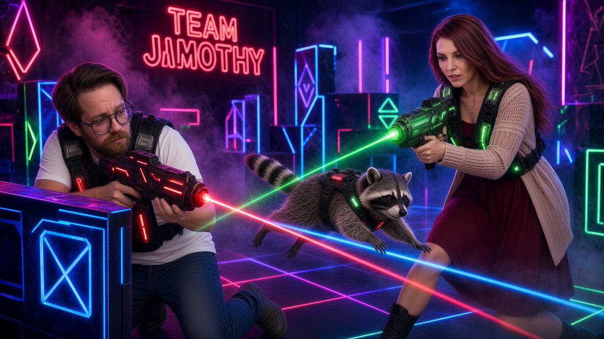 TRHLofficial's tweet photo. @BeardsonBeardly Best I can do is you, me, and Jimothy playing laser tag. https://t.co/HxoctnvooY