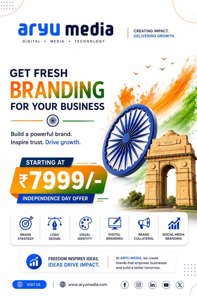 aryumedia's tweet photo. Fresh branding. Stronger identity. Bigger impact. 🚀

Get your business brand-ready with ARYU MEDIA — starting at just ₹7,999/-.

Build. Brand. Grow.

#Branding #DigitalBranding #BusinessGrowth #ARYUMEDIA #StartupIndia https://t.co/v3fQIDznuA