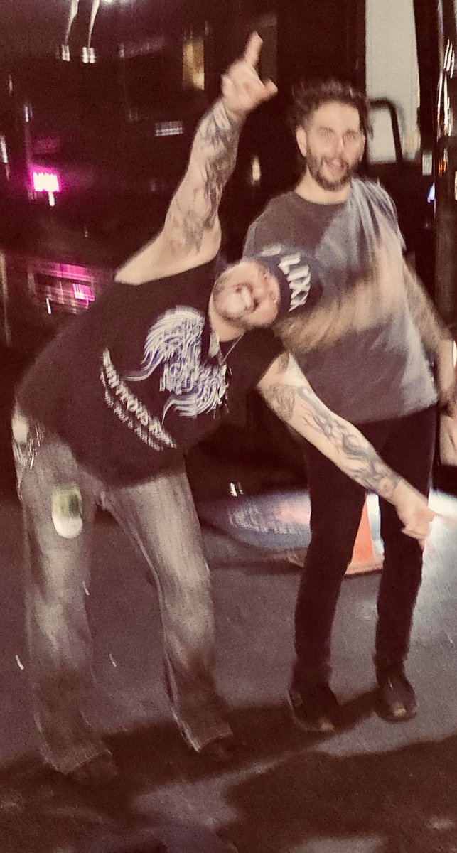 RTautobiography's tweet photo. Amazing show! Best friends! Avenged Sevenfold’s production was insane! They just keep upping their game. So rad!

Hadn’t seen my Brother Matt #mshadows  lead singer for Avenged Sevenfold in foREVer! Had a blast! #rikkilixx 

Mssin’ our Brother Jimmy ‘The Rev’ Sullivan! ❤️U JIMMY! https://t.co/H8r1gpGiRX