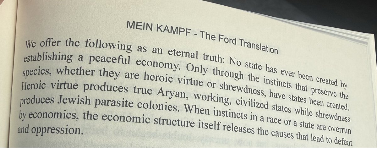 Uncommonsince76's tweet photo. Here is Hitler describing perfectly how once your nation becomes a nation of GDP worshippers… it no longer a nation at all, and the money worship quickly leads to defeat and oppression…

The state is a racial organism, not an economic system. https://t.co/UQtSmLwOiG