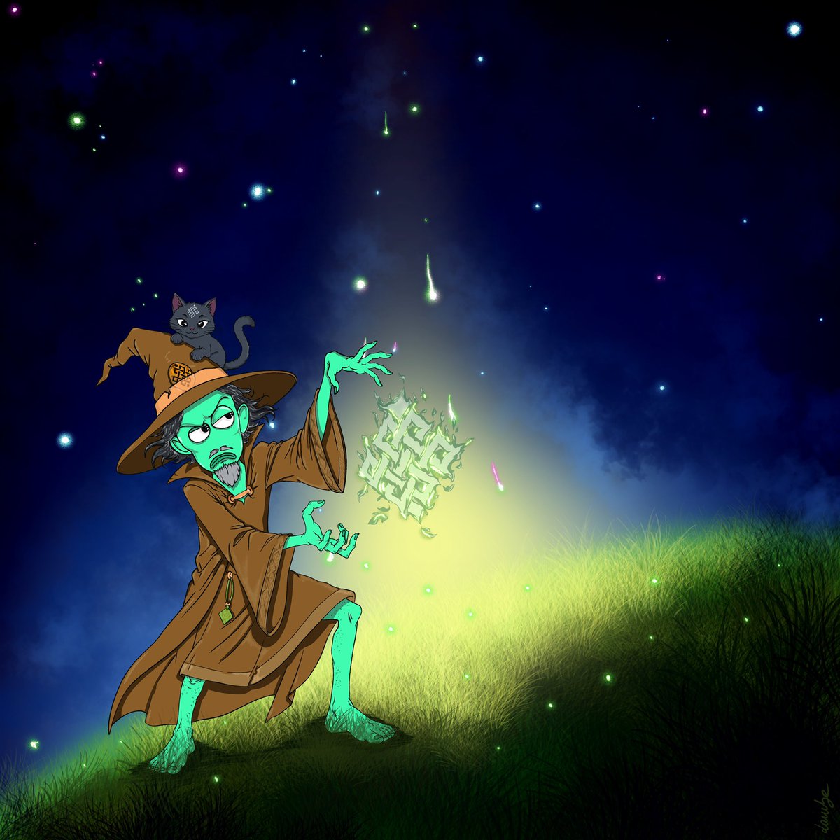 lambezii's tweet photo. no human signer needed, just an old witch conjuring the @ritualfoundation glyph under the stars ๐งโโ๏ธโจ https://t.co/LVgmbMmB5N