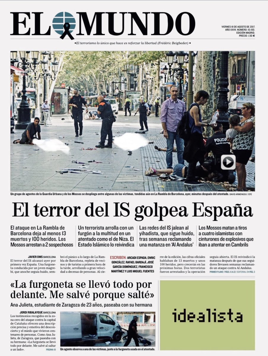 ConsuorF's tweet photo. Hoy hay 16 nombres para la #Memoria: Jared, Ian, Carmen, Silvina, Francisco, Bruno, Luca, Pepita, Pau, Elke, Xavi, Julian, Lourdes, María, Ana María y Désirée.

Los asesinaron #TalDiacomoHoy de 2017

#DAESH

Recordar sus nombres, sus historias, es una obligación.

#17Agosto2026
#Memoriareciente
