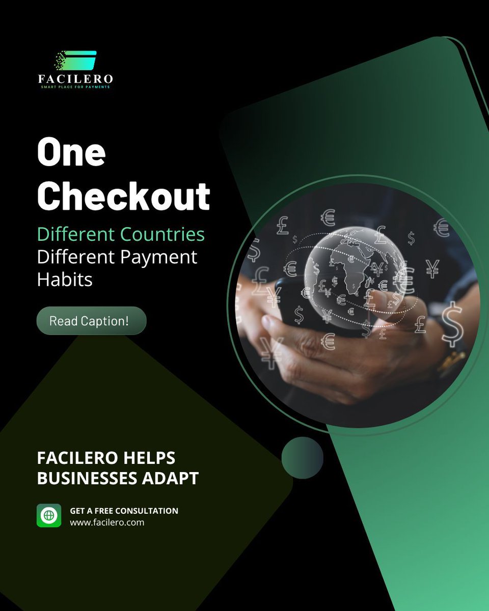_facilero's tweet photo. 🌍 A checkout that performs well in one country may underperform in another. Customer payment preferences vary significantly across regions, and offering familiar payment options can influence purchasing decisions.
✨ Follow us at @Facilero
#Facilero #payments #paymentprocessing https://t.co/kMt3JuCZm1