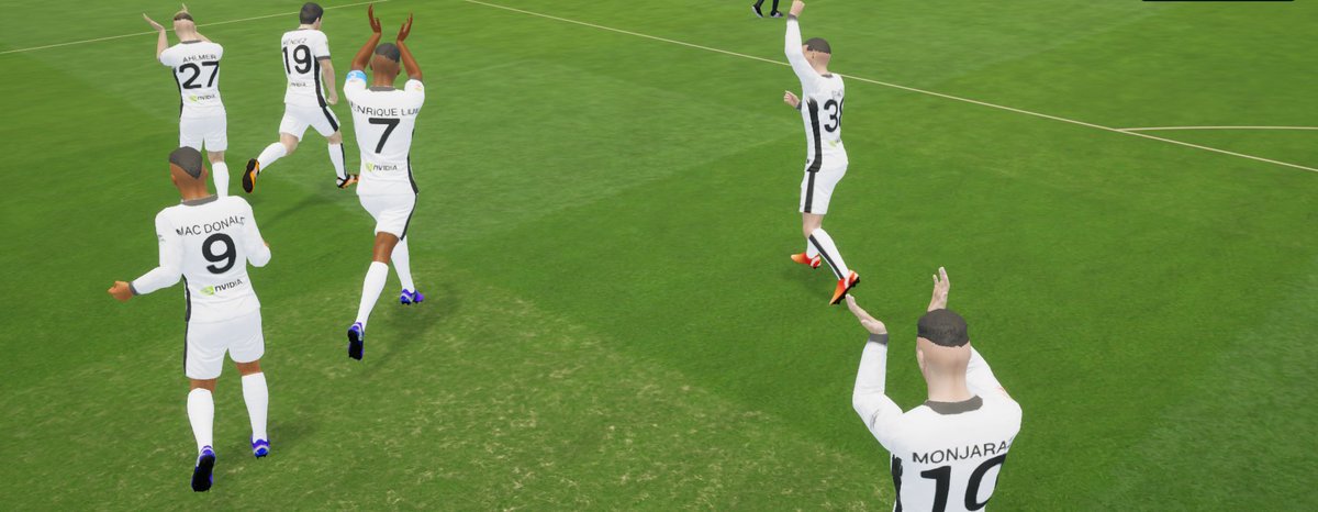 CharooFM's tweet photo. GOAL! THE CELEBRATION BEGINS! The players are celebrating, the fans are roaring, and our new colours are shining under the lights. A new season, a new kit, and new memories waiting to be created. What do you think of the kits? 👕 @fmkitcreator 

#FM26 https://t.co/UrnxAFs9mP