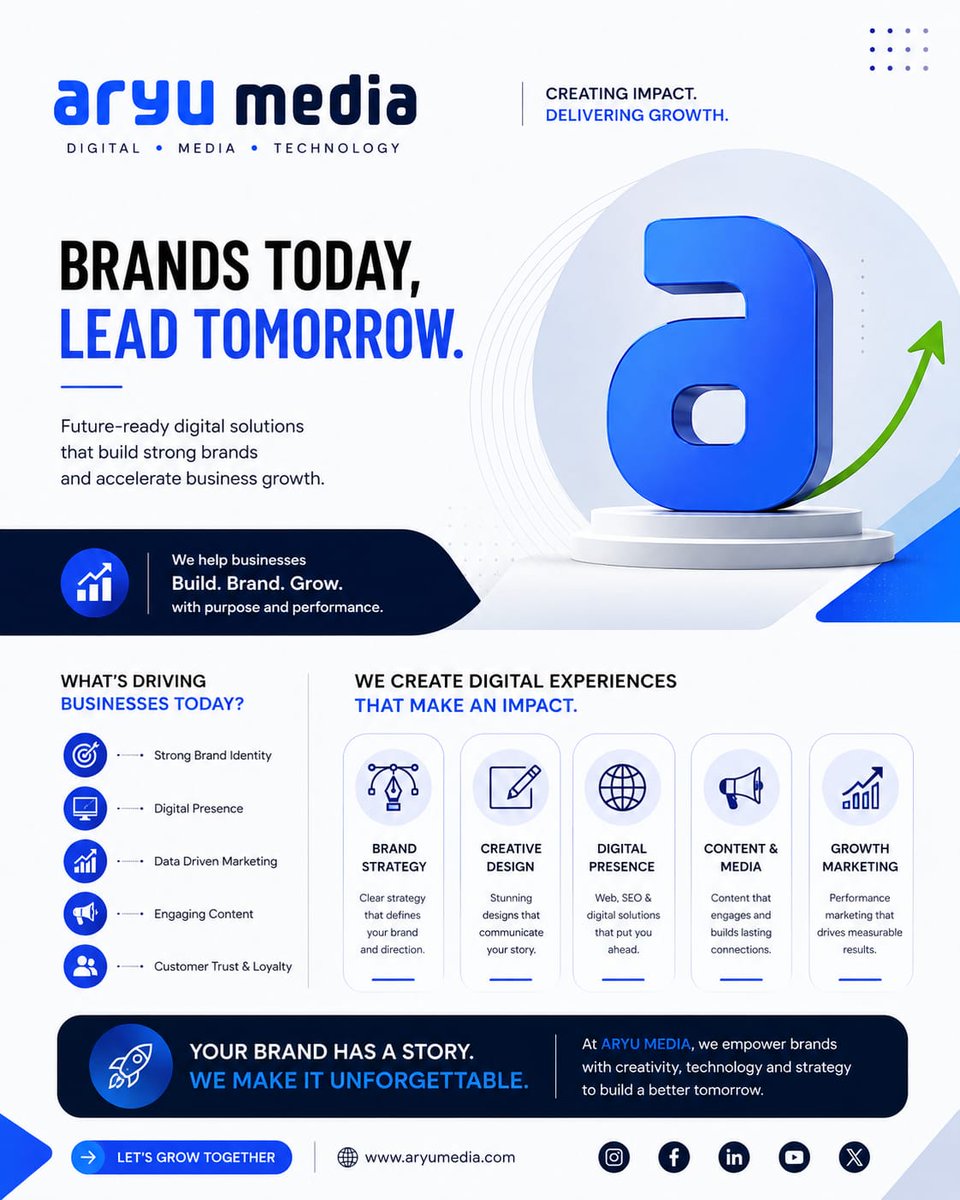 aryumedia's tweet photo. Brands today. Leaders tomorrow. 🚀

Build a stronger identity. Create digital impact. Drive measurable growth.

ARYU MEDIA — Build. Brand. Grow.

#Branding #DigitalMarketing #BusinessGrowth #Aryu #Aryumedia #AryuAgency #ARYUGROUP https://t.co/pnyX0tWKXV