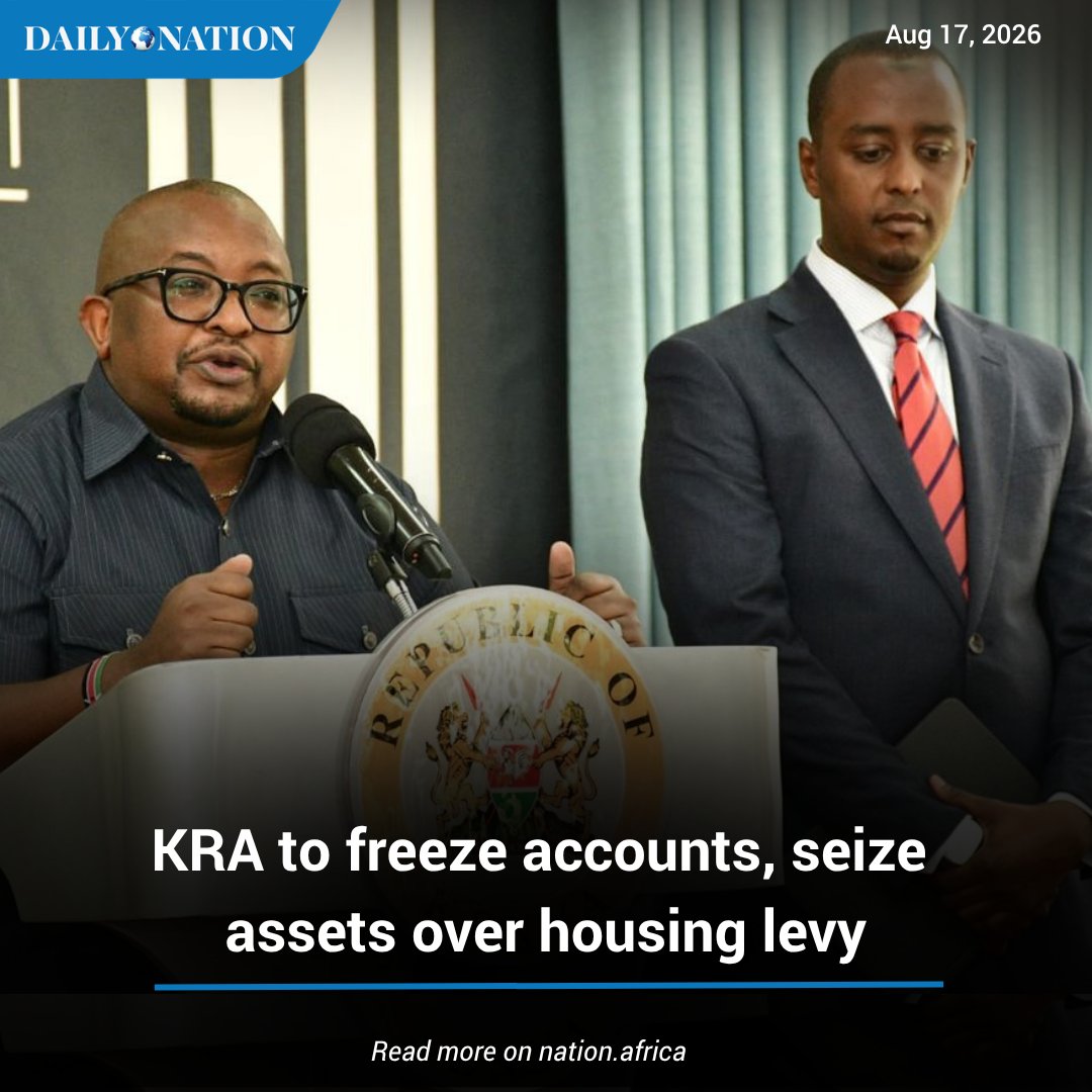 NationAfrica's tweet photo. Workers, traders and employers risk bank account freezes, asset seizures and PIN deactivation as the Kenya Revenue Authority prepares to launch a crackdown on Housing Levy defaulters. https://t.co/GHqur4Go5W https://t.co/wkHsSNLDEo