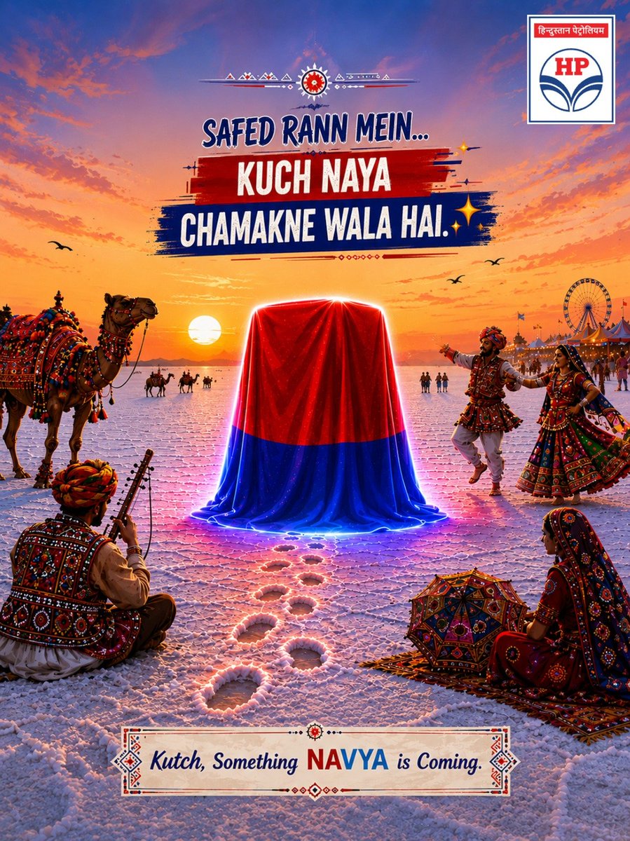 BlroHpcl's tweet photo. Safed Rann mein kuch NAYA chamakne wala hai. ✨
Kutch ki safed dharti par,
New Energy apni nayi pehchaan banane aa rahi hai. ❤️💙
Kutch, get ready. HP Navya is arriving!
#HPNavya #Kutch #NewIndiaNewEnergy @HPCL @HPGAS_HQO https://t.co/AAen9bA2ex