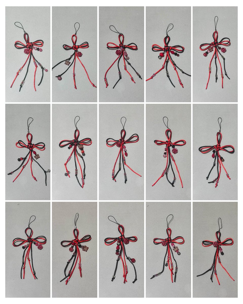 TheFunPart_'s tweet photo. Months of hiatus &amp; we’re baaack!!!
Made these lucky knot charms as concert freebies for The Rose (Korean Band)  ROSETOPIA show last Sat!
Red &amp; black,handmade, &amp; no two designs alike.  Lucky knots = good fortune, protection &amp; blessings—so basically, a cute little good-luck charms! https://t.co/FE3b9jBF5G