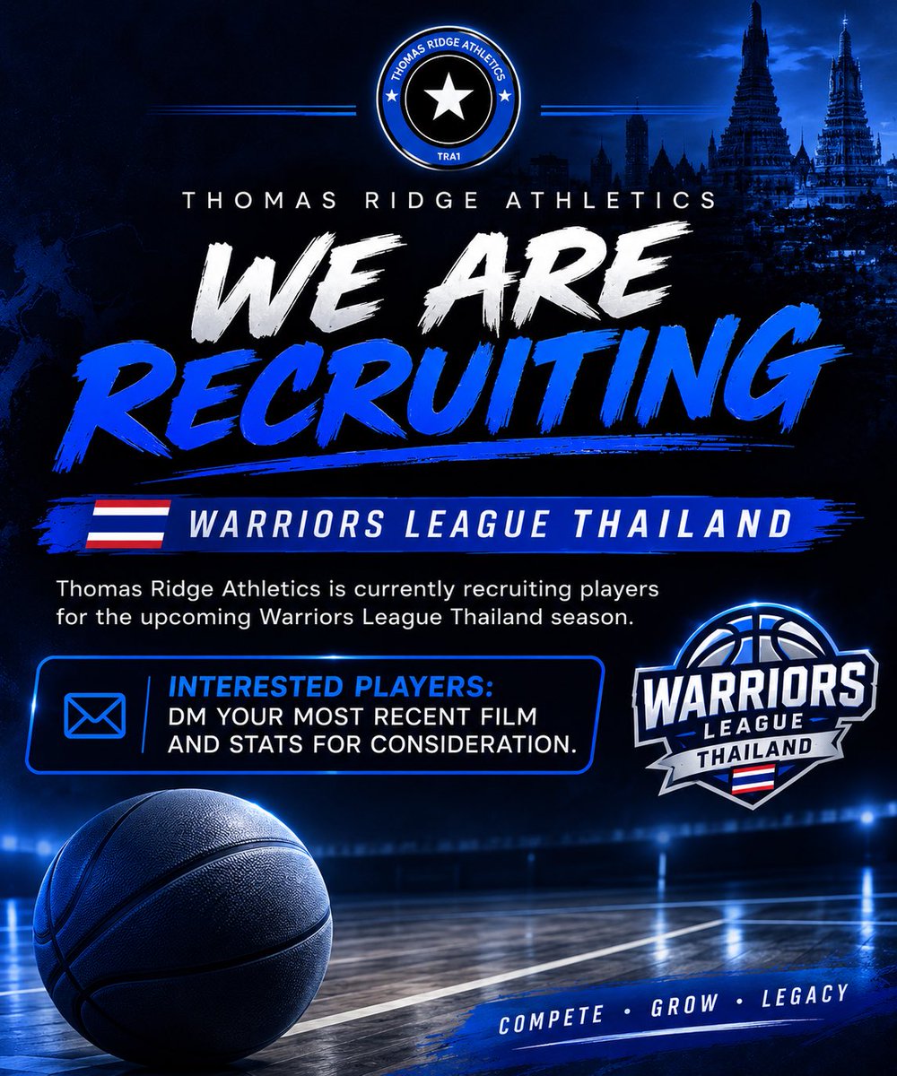 _TMURR's tweet photo. 🇹🇭🏀 PRO BASKETBALL OPPORTUNITY IN THAILAND 🇹🇭

I’m currently helping connect players with professional opportunities in Thailand.

If you’re interested in playing overseas, respond with:
📏 Height / Weight
🏀 Position
📍 Current Location
🎥 Recent Game Film
📊 Stats/Experience https://t.co/ml9X07jihn