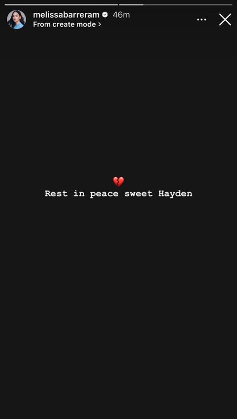 CentralPanicoBR's tweet photo. Melissa Barrera via IG:

“Descanse em paz, doce Hayden.” https://t.co/FnQ1P2eNIt