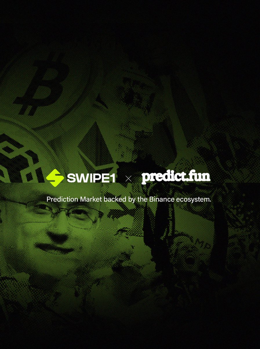 Swipe1official's tweet photo. We’re excited to announce our integration with @predictdotfun 

Users can now discover and predict on https://t.co/hAUeURh5zu markets directly through Swipe1.

More markets. More predictions. Just Swipe. https://t.co/xEa2t7fbgT