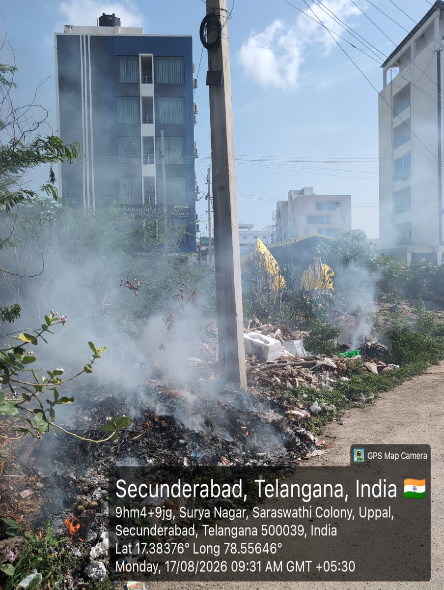 Dha3r_Ngo's tweet photo. Massive garbage dumping & Burning right in front of Mini Shilparamam Nagole.
@MCMalkajgiri #Garbage #burning is far worse than dumping. But to stop burning, we must first stop #dumping . #Hyderabad
@jayesh_ranjan @TelanganaCS @TelanganaCMO @IPRTelangana @ZC_LBNagar https://t.co/XlqRSaPces