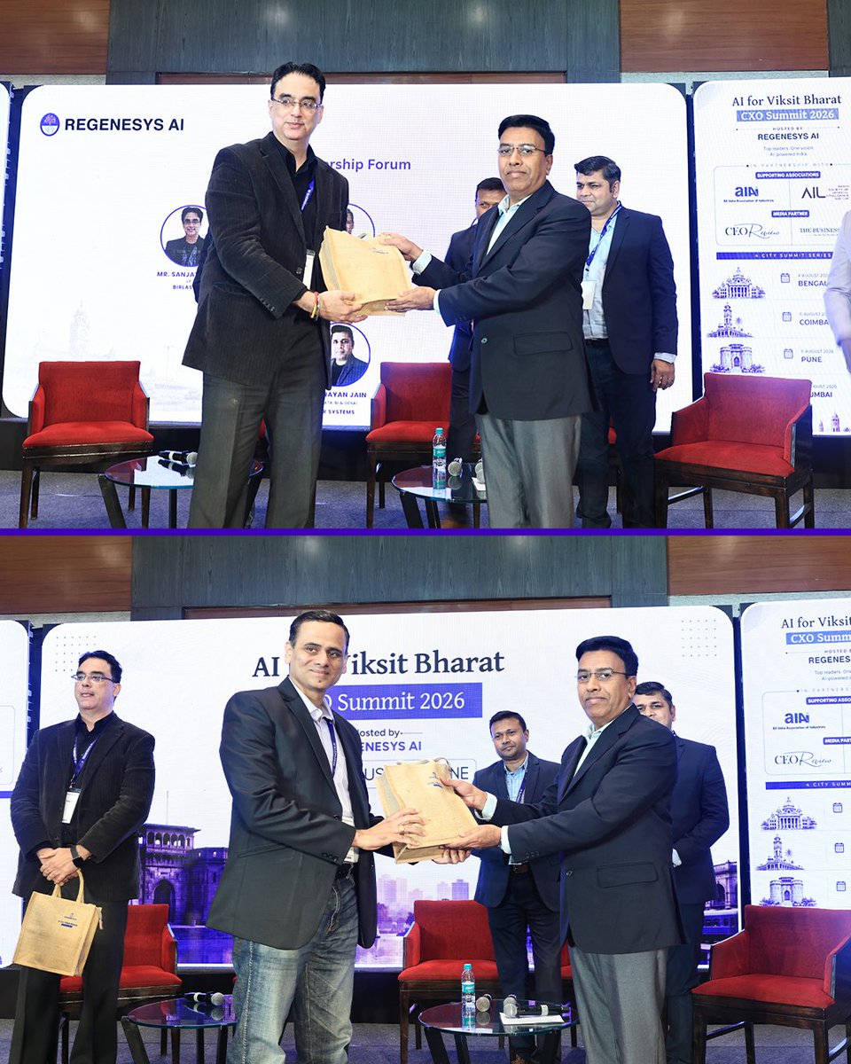 regenesys_ai's tweet photo. 𝗥𝗲𝗴𝗲𝗻𝗲𝘀𝘆𝘀 𝗔𝗜 | 𝗣𝗮𝗻𝗲𝗹 𝗛𝗶𝗴𝗵𝗹𝗶𝗴𝗵𝘁𝘀 – 𝗣𝘂𝗻𝗲

At #CXOSummit2026, industry leaders discussed scaling AI, building future-ready talent and driving responsible innovation for 𝗩𝗶𝗸𝘀𝗶𝘁 𝗕𝗵𝗮𝗿𝗮𝘁 𝟮𝟬𝟰𝟳.

Moderated by 𝗩𝗶𝗷𝘂 𝗝𝗼𝘆.

#RegenesysAI https://t.co/oP7g7ORwa8