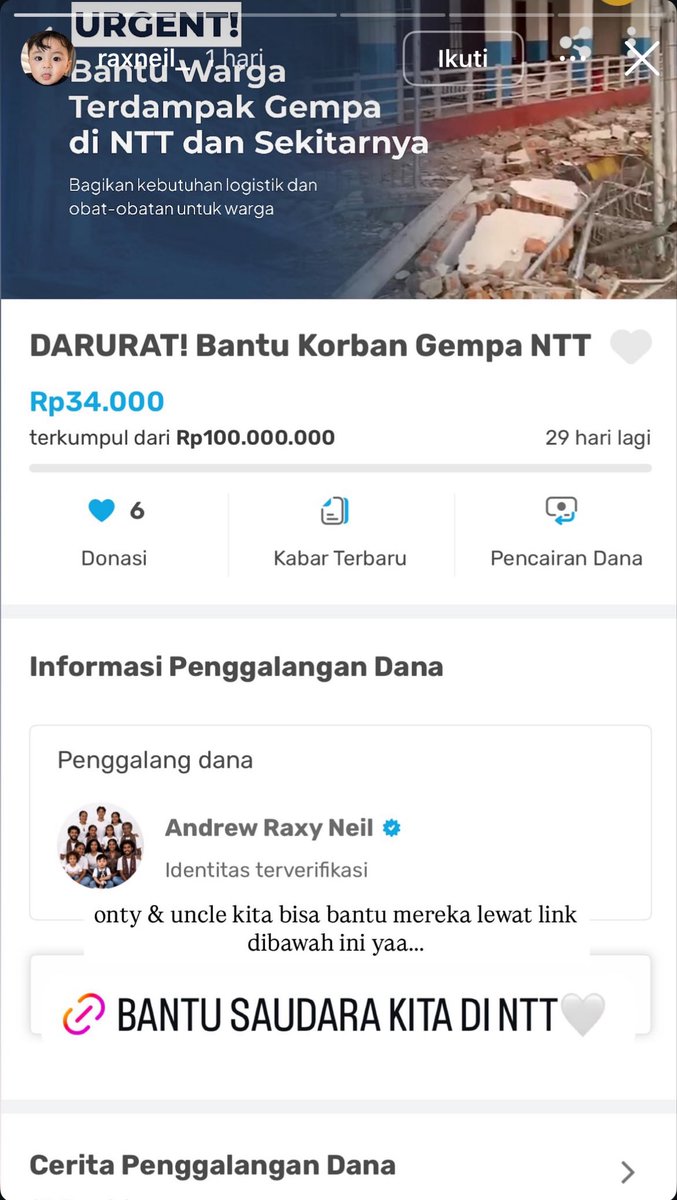 IndoCrave's tweet photo. Bagi kalian yang ingin berkontribusi dan menyalurkan donasi dapat diakses langsung melalui Instagram Story @raxneil. https://t.co/XPNSIt2fpO