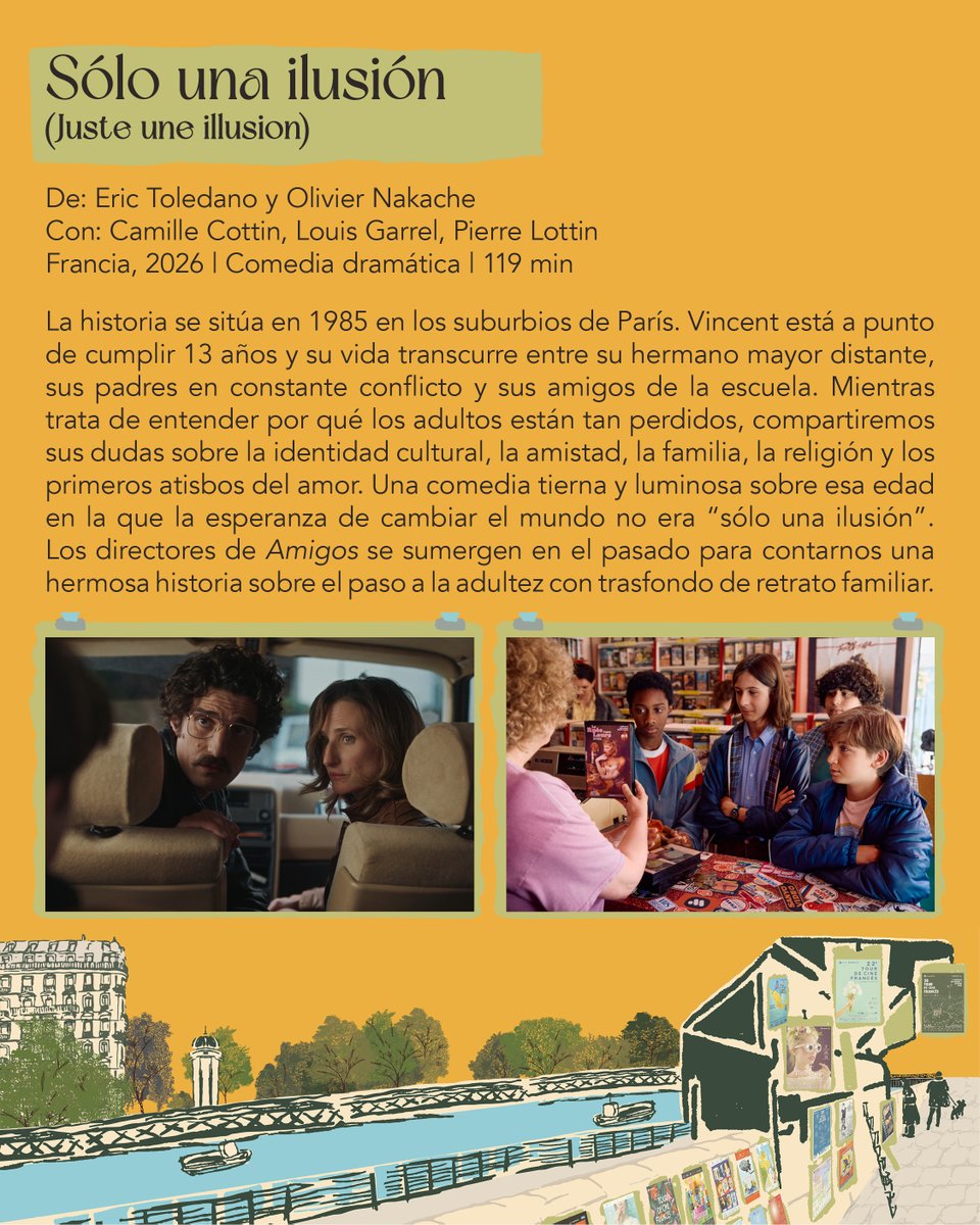 tourcinefrances's tweet photo. Nuestra 7.ª película: SÓLO UNA ILUSIÓN 🎬
París, 1985. Entre el caos familiar, los amigos y el primer amor, Vincent cumple 13 años intentando descifrar el mundo adulto. De los directores de Amigos, una comedia sobre crecer y cambiar el mundo. 

#Tenemosunacita el 10 de septiembre https://t.co/aCUA9QEP0b