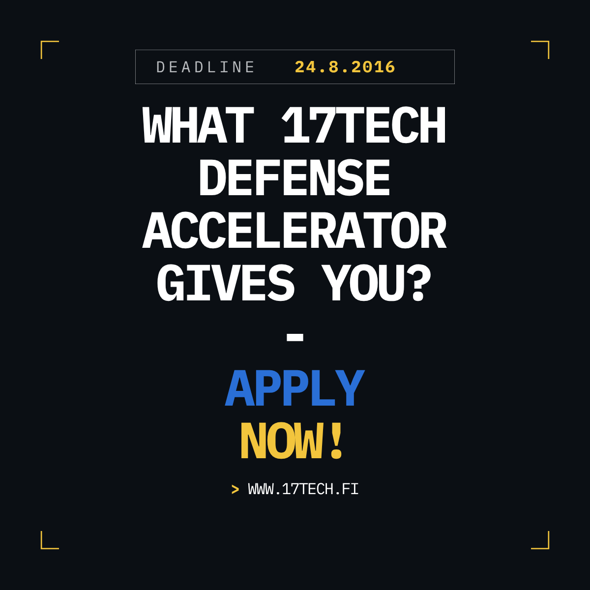 17Techoy's tweet photo. Here's what our accelerator actually includes. No fluff.

Access to our structured accelerator program. Mentoring from people who've built and sold defence companies. Access to military events in Finland and Ukraine. Direct tech testing with Ukrainian forces at our Kyiv R&D center. Pre-seed funding of 20k€. Connections to investors who understand this space.

We take startups from all over Europe. Hardware, software. If it has defence application and you're serious about building it, we want to hear from you.

https://t.co/y51jXTTI7g