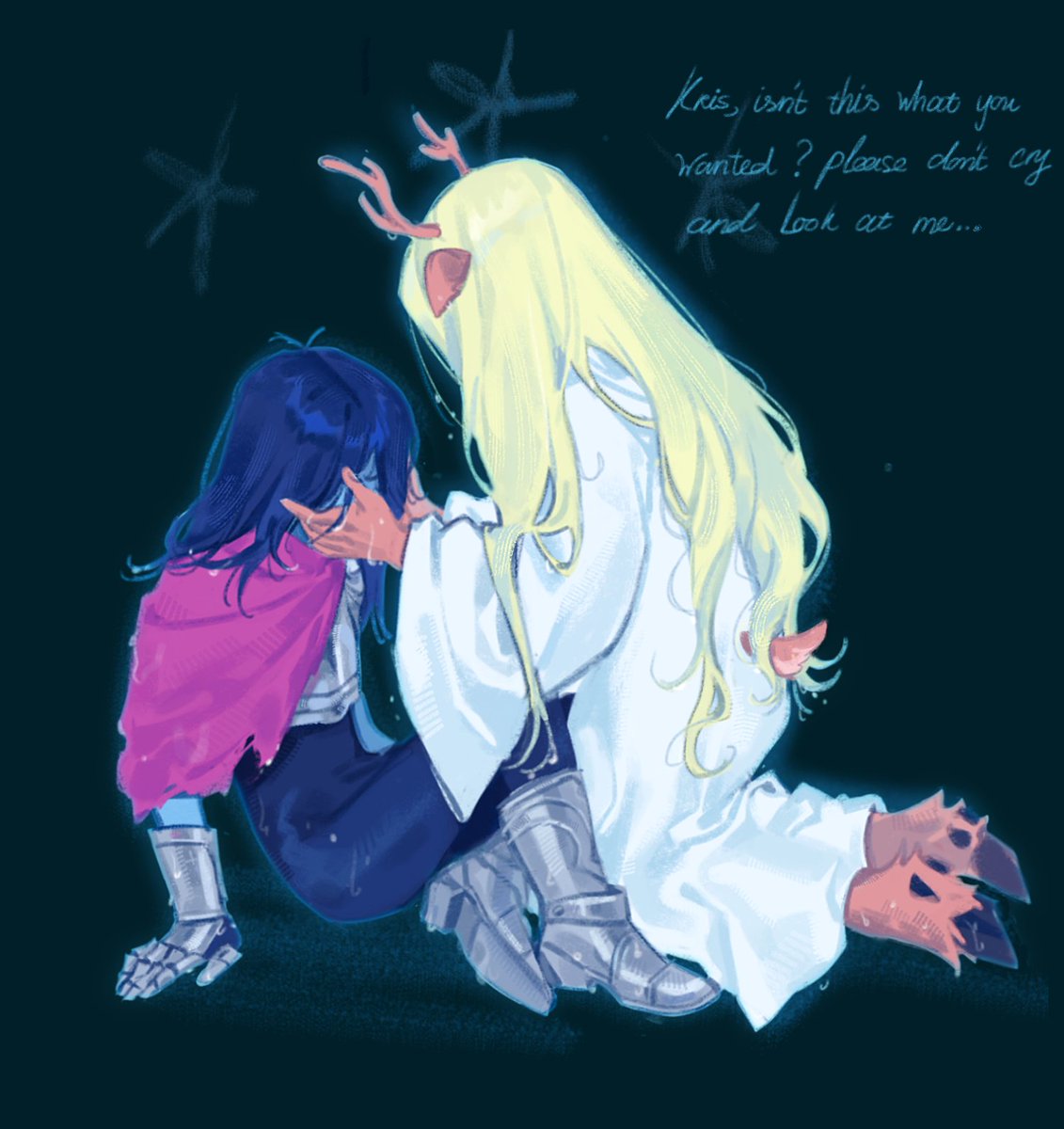 duongesean's tweet photo. "how did we grow of far
apart from the people we are?
do you remember the way
you used to ask me to stay?"
#kriselle  #deltaruneㅤㅤ https://t.co/S2E8UPVdWB