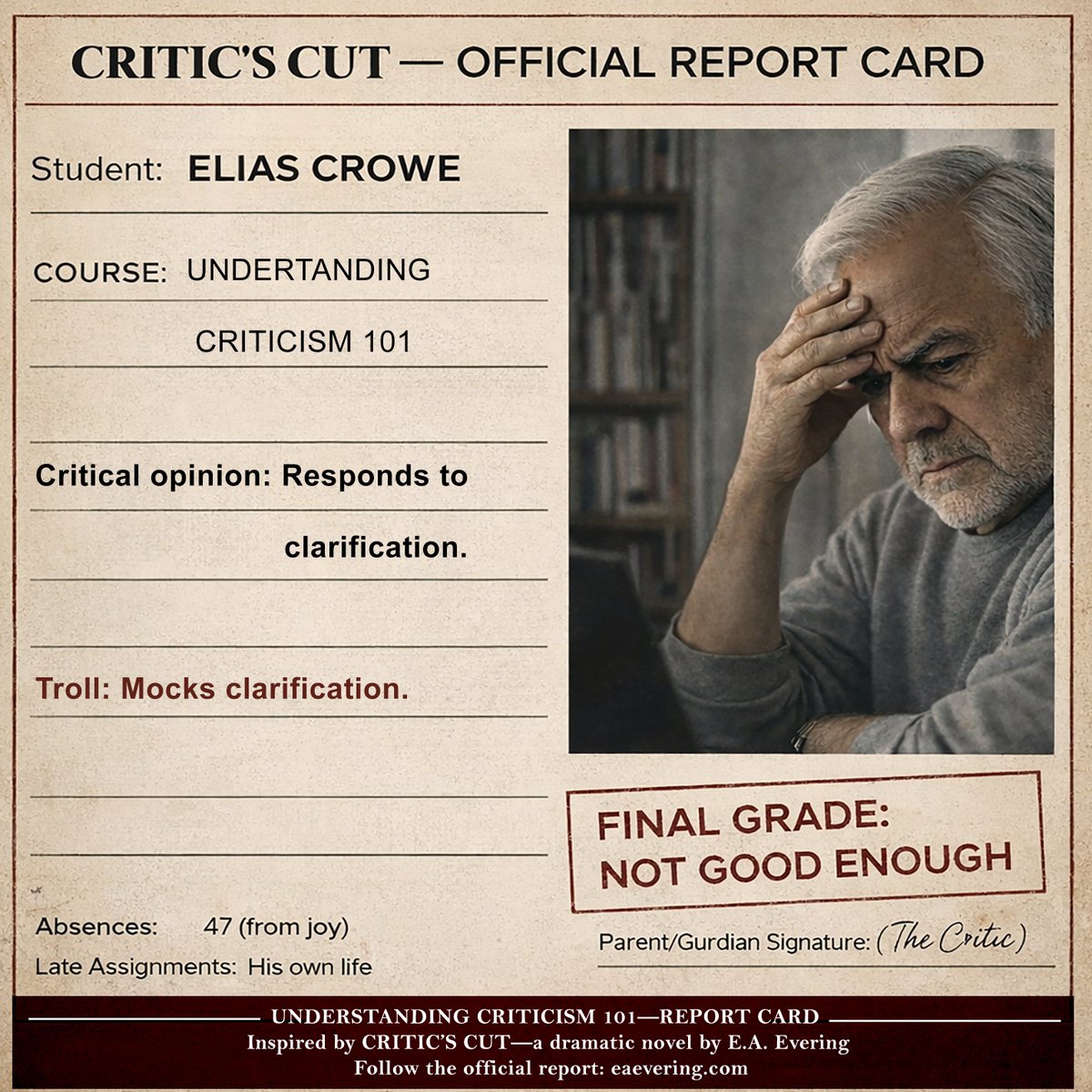 EAEveringX's tweet photo. Inspired by CRITIC’S CUT | Understanding Criticism 101 | REPORT 14 / 30
.
.
#CriticsCut #EAEvering #novel #valiantpublishers #bookcommunity
.
https://t.co/EDoUyyhefz https://t.co/eUaOtJJlwn