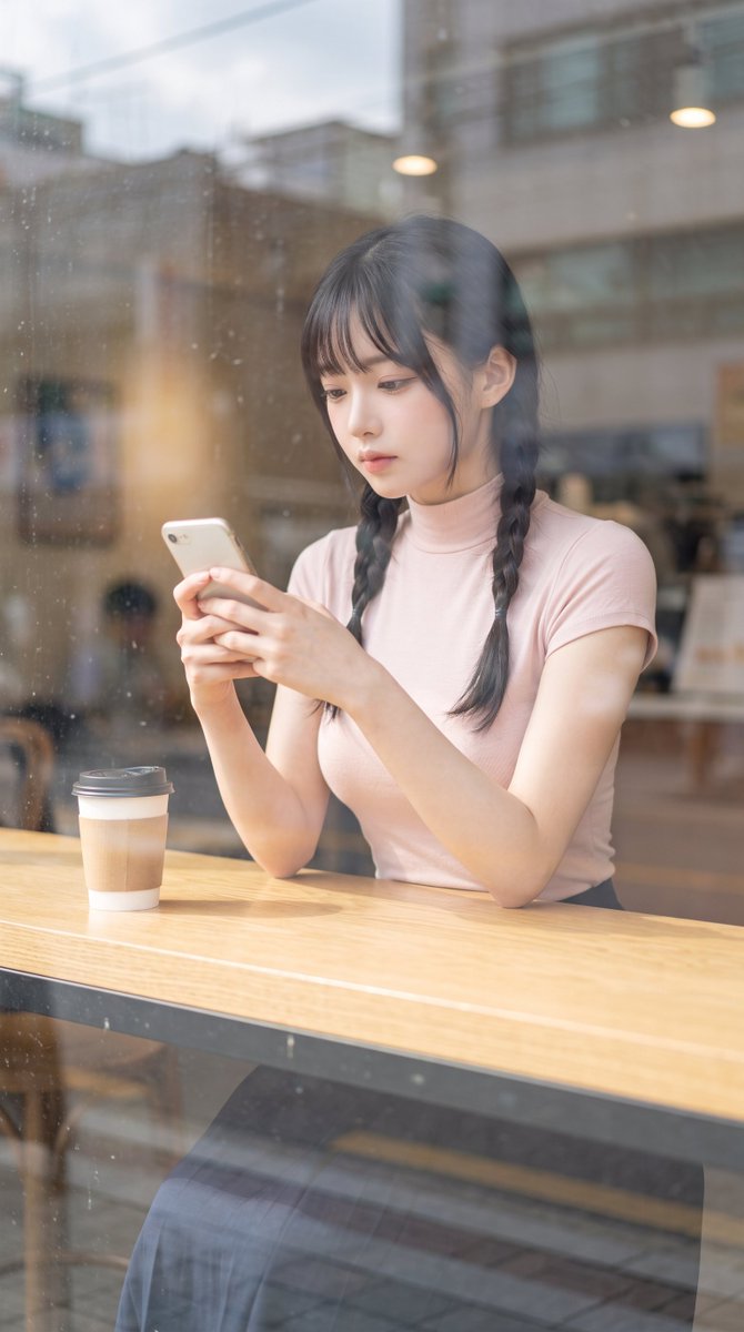 azureluna42's tweet photo. Hehe… just chilling at the café with my coffee~
Checking my phone. Does this look cute on me?♪ https://t.co/vc6A84LU2a