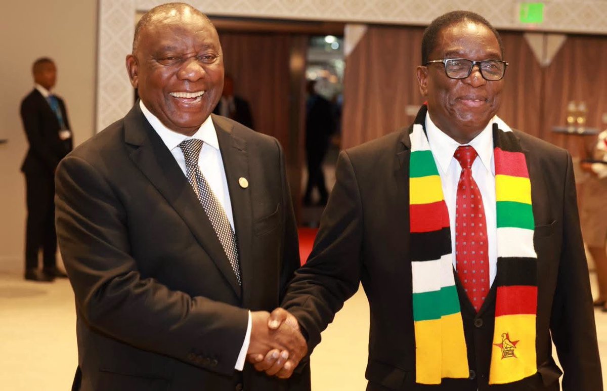 edmnangagwa's tweet photo. Wonderful to join my brother, President Cyril Ramaphosa, and fellow SADC Heads of State and Government at the welcome dinner in Durban last night.

As South Africa assumes the SADC Chairmanship, Zimbabwe remains deeply committed to our shared regional goals. We will continue working hand-in-hand with our neighbours to drive resilient, sustainable industrialisation through infrastructure growth, agriculture, and critical minerals transformation.

Together as a united SADC region, we are building a more prosperous and self-reliant Africa.