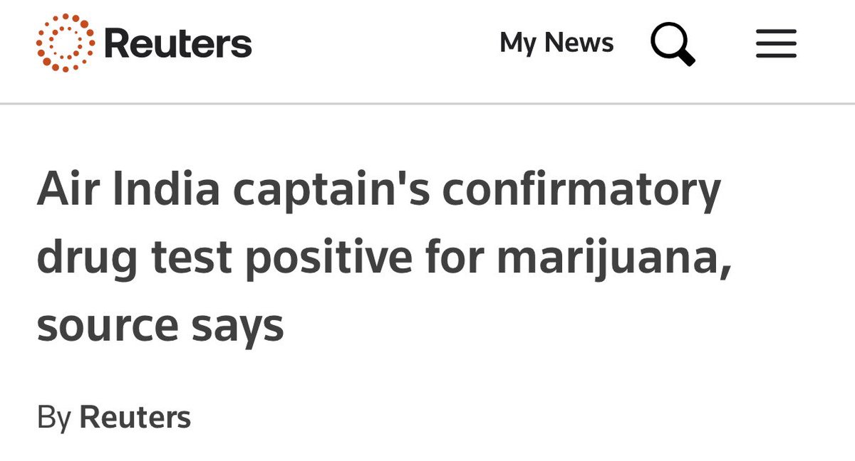 RiyaKulz's tweet photo. Reuters reports that an Air India pilot used cannabis during a flight, causing the aircraft to descend 300 feet due to negligence. More than 20 passengers and crew were seriously injured. The Delhi-bound flight was carrying 137 passengers and eight crew members. 😒😒😒 https://t.co/RJ7AKY055j