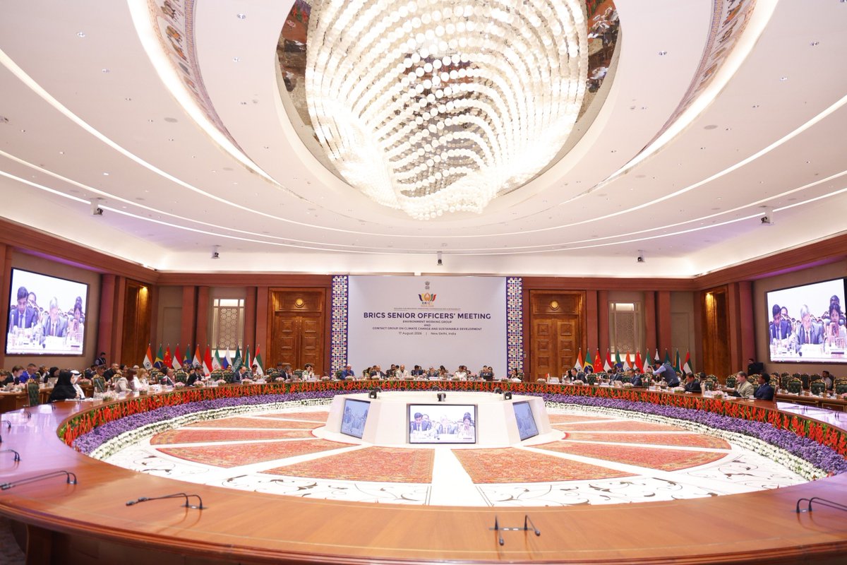 moefcc's tweet photo. Secretary, @moefcc , Shri Tanmay Kumar, welcomed the distinguished delegates from BRICS Member Countries to the Environment Working Group-Senior Officers' Meeting affirming solidarity & shared commitments towards a sustainable future.

#BRICS2026
#BRICSIndia2026
#IndiaBRICSChairship
#EnvironmentWorkingGroup
 
@BricsIndia2026