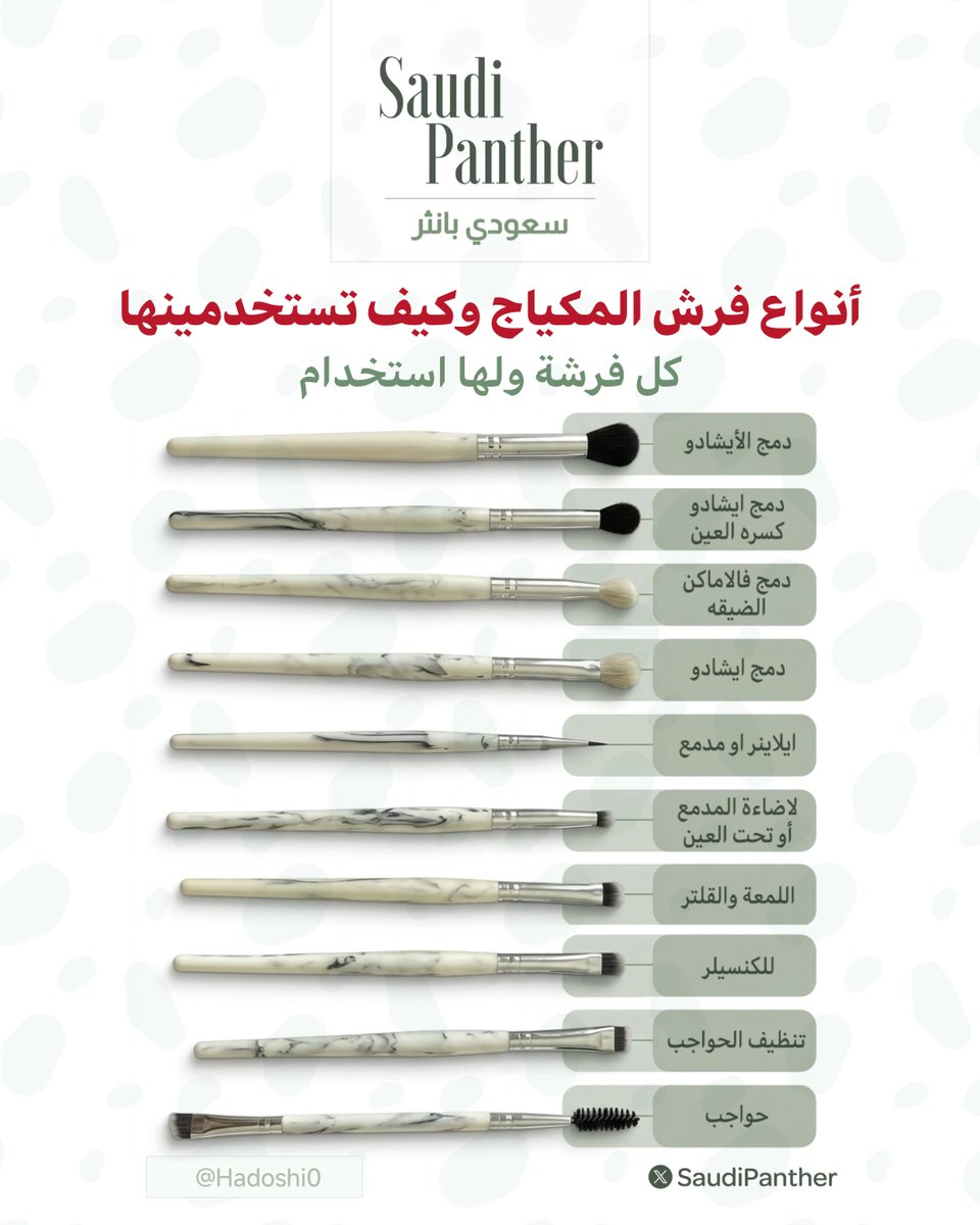 saudipanther's tweet photo. أنواع فرش المكياج وكيف تستخدمينها https://t.co/JEvlVDrC6v