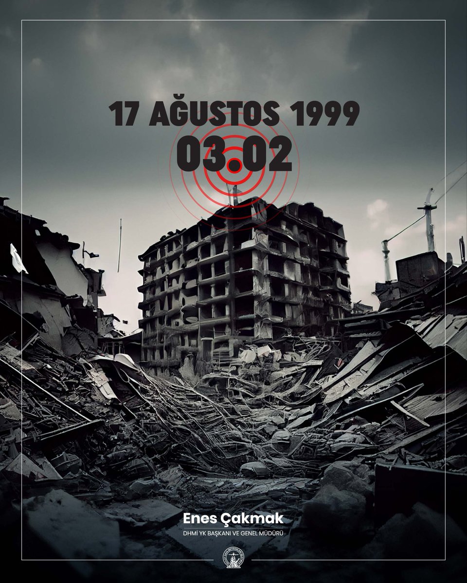 ecakmakdhmi's tweet photo. Hafızalarımızda derin izler bırakan 17 Ağustos 1999 Marmara Depremi’nin 27. yıl dönümünde, hayatını kaybeden vatandaşlarımızı rahmetle anıyorum.
Rabb’im ülkemizi ve aziz milletimizi her türlü afet ve felaketten korusun. https://t.co/b2cr4zzz8f