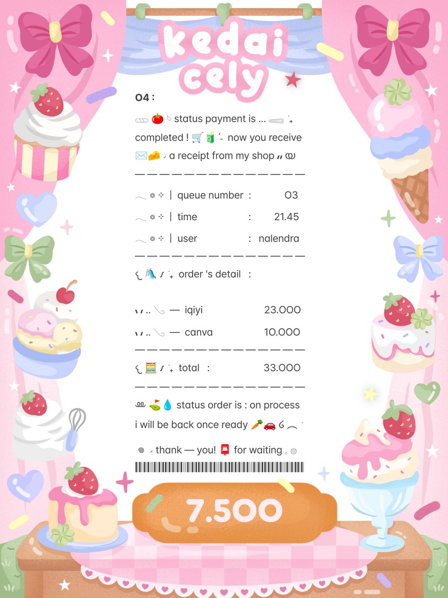 kedaicely's tweet photo. 𐙚 ׂ 𓈒 kindly to rt ? thankyeew 🍦🌸 

𓈄 𖠗  cely bawa O6 ready stock wording receipt 🍡 𓏲 ˖ׄ  scroll for more themes 𓈈 ◞ 🧁☘️ 𖦹 price 7.500 🍧 ୨ ˚ open custom for 3 slot dulu yaa ꔛ  ׂ 𓈒 habisin yuk ! 🧸🎀 ⊹ 

꒰ #bealanja ꒱ https://t.co/trGxp1RBFg