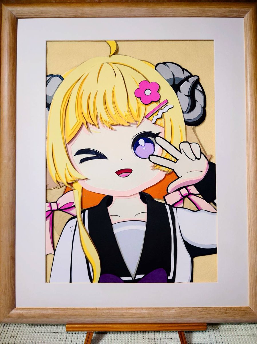 yukkuriyukimark's tweet photo. 今年もサークルで作成しました。
ロリわためちゃんの切り絵です。
ふゆふゆさん合作(@hakurei___8901 )

1枚目は切り絵用にモチーフにするために描いたイラストで、そこから切り絵に切り起こして

#わためと自由研究2026 
#つのまきあーと https://t.co/0E16FTvTuV
